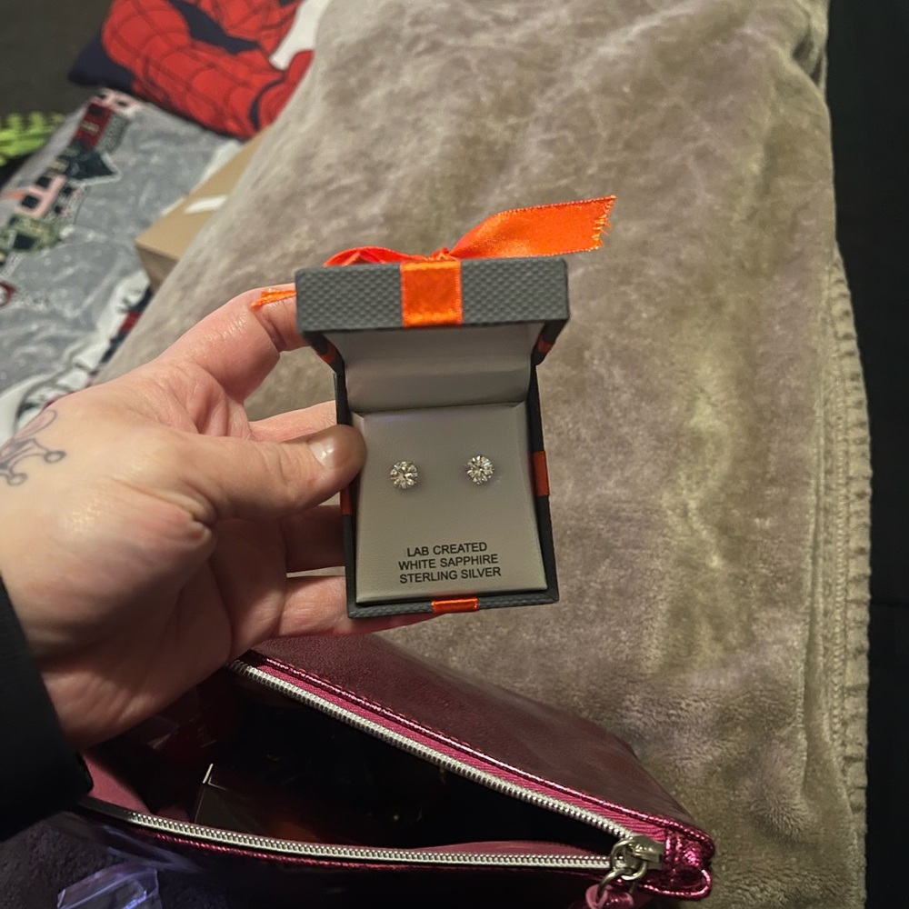 White Sapphire Sterling Silver Earrings